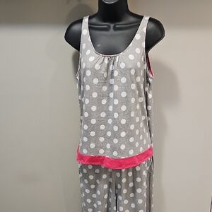 Simply Vera Vera Wang Gray Polka Dot Pajama Set with Pink Accents